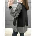 thumbnail image 5 of ZANZEA Women Casual Blouse Outwear O-Neck Striped Patchwork Office Shirt Tops, 5 of 10