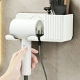 thumbnail image 5 of No Drill Hair Dryer Holder, Adhesive Wall Mount Hairdryer Shelf with 4 Hooks & Storage Grids for Bathroom Organization, Space Saving Vanity Accessories, 5 of 6