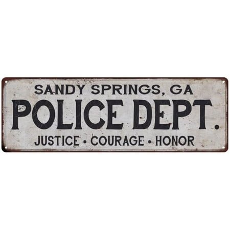 SANDY SPRINGS, GA POLICE DEPT. Home Decor Metal Sign Gift 6x18