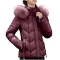 thumbnail image 2 of Sriper Women Winter Coats Thermal Zip up Long Sleeve Padded Jacket Fuzzy Hooded Stand Collar Windproof Quilted Jackets Loose Fit Soild Thicken Warm Outerwear 2025 Fashion Snow Coats with Pockets, 2 of 9