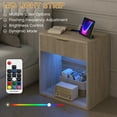 thumbnail image 3 of Erinnyees 23" Mid Century Nightstand, Oak Bedside Tables with Charging, Drawer & Fluted Design, 3 of 8