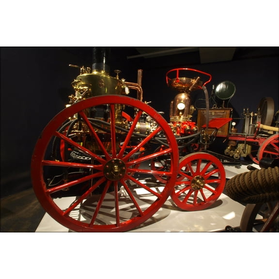 24"x36" Gallery Poster, 1875 Thirion Modele No.2 Horse drawn Fire engine early fire truck