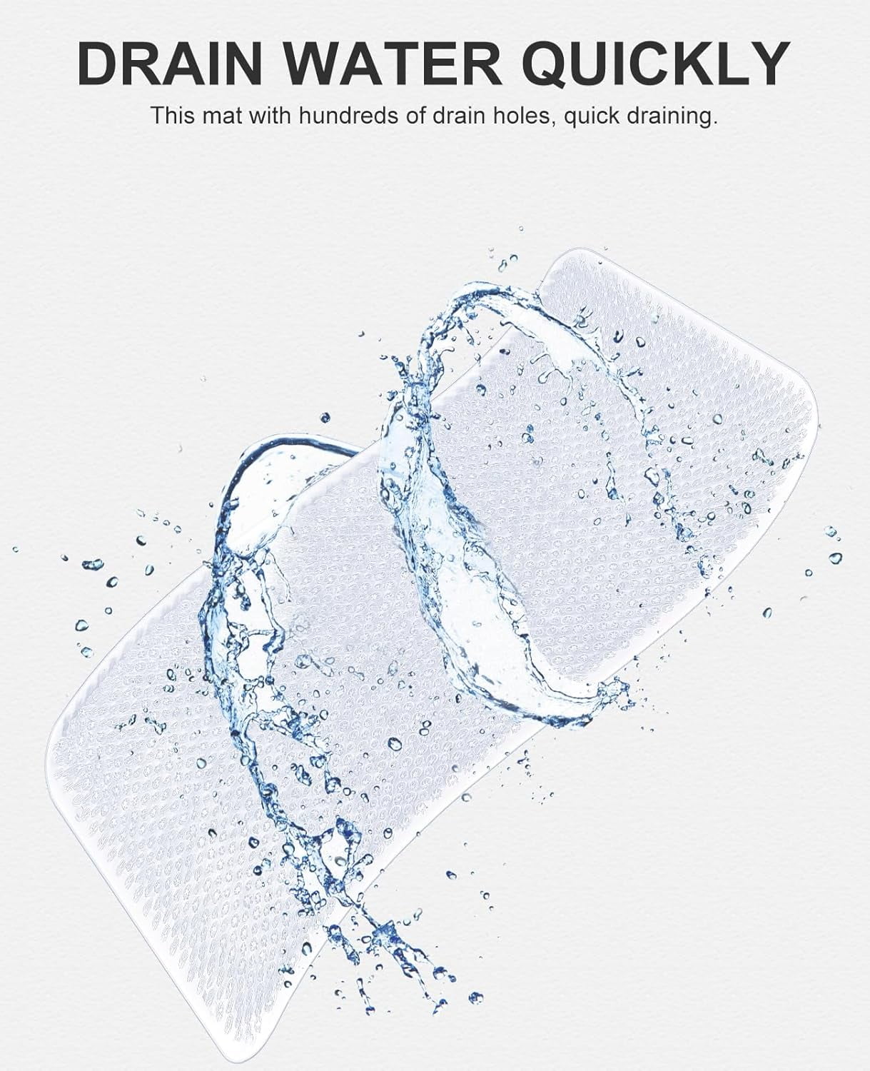 OTHWAY Non Slip Grassy Bathtub Mat :27.5X15.7 inches Spa Foot Massage Bathroom Rug,Quick Drain Shower Floor Mat for Elderly Pregnancy & Families(Clear)