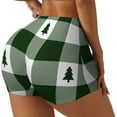 thumbnail image 2 of Kdxio Green White Lumberjack Plaid Print Workout Shorts for Women Seamless Soft Smooth Gym Yoga Scrunch Active Shorts, 2 of 9