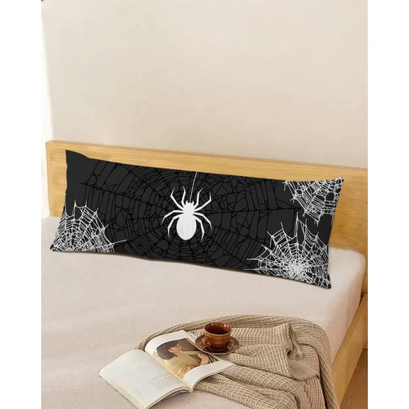 Halloween Throw Pillow Cover, Horry Black and White Net Rectangle Decorative Pillow Case Protector Soft Cushion Cover Lumbar Pillowcase for Couch Sofa Bedroom Car Chair Decor 20x54 Inch