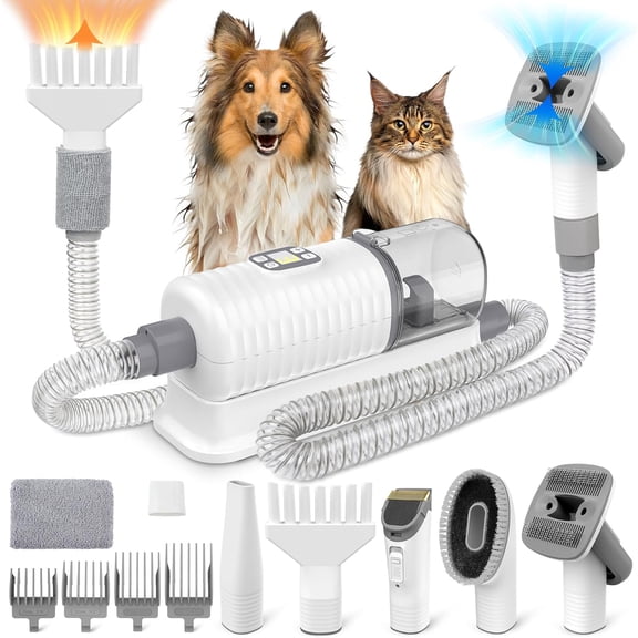 Vacuum  & Hair Dryer for Shedding , 6 in 1 Pet  Vacuum for Dogs Cats at  with Pet Clippers and 4 Combs, 9 Adjustable Speed and Temperature Control  Blower