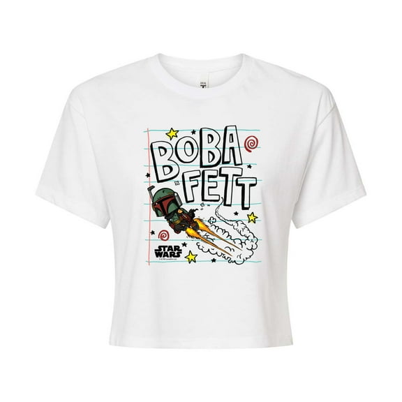 Star Wars - Boba Fett Scribbles - Juniors Cropped Tee