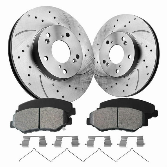 Aurogenix Front Brake Kit Fits for 2003-2017 Honda Accord, 2013-2015 Honda Civic, D914-7795 & 31257, Front Replacement Brake Kit, OE Disc Brake Rotors and Ceramic Brake Pads, 281.9mm(11.1in)