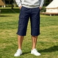 thumbnail image 3 of Below The Knee Shorts for Men Multi-Pockets Bermuda Cargo Shorts Baggy Casual Elastic Waist Hiking Pants, M, 3 of 7