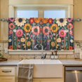 thumbnail image 2 of Yayeee Kitchen Curtains Set of 2 Light Filtering 57"x24" Over Sink Window Panels, Large Colorful Flowers, 2 of 7