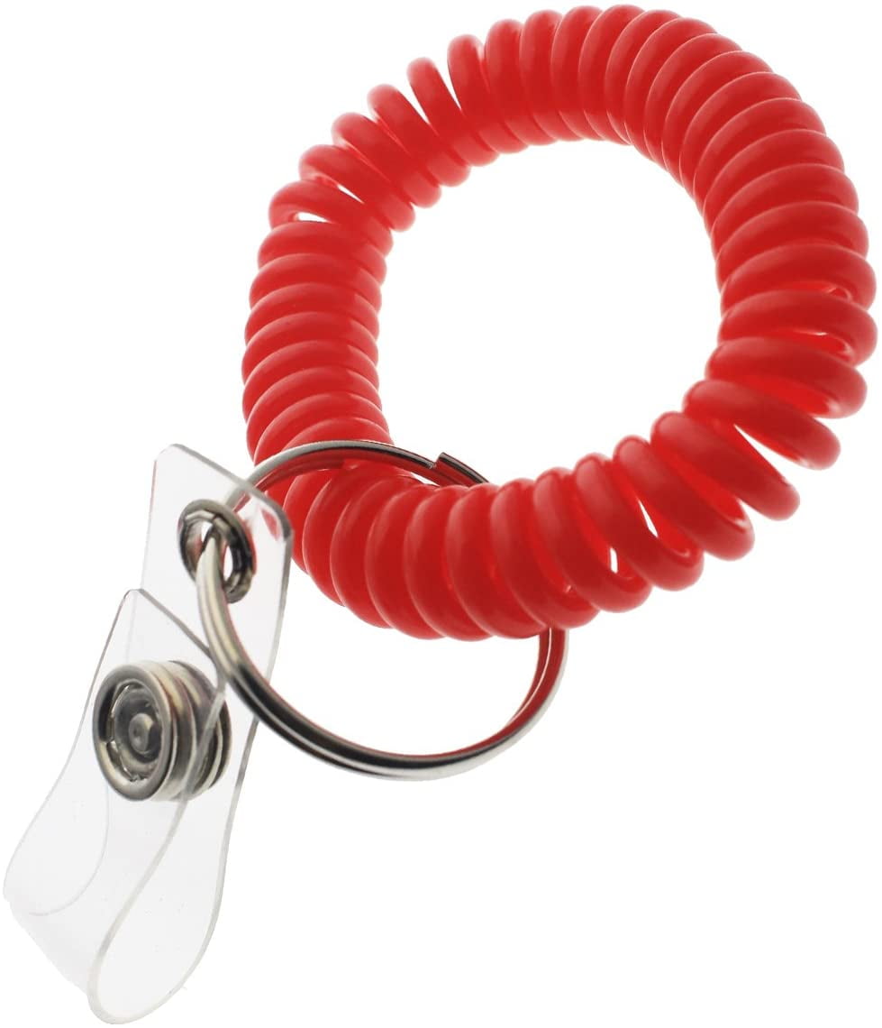 25 Pack - Ultimate Wrist Coil Camper Keychains for Work and Play - Premium Elastic Spiral Bungee Badge Holder & Key Chain Ring (One Size Fits All) by Specialist ID (Assorted Colors)