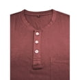 thumbnail image 7 of Vmvidoty Mens Casual Short Sleeve Henley Shirts Fashion Button T Shirts with Pocket Wine 3XL, 7 of 7