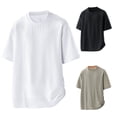 thumbnail image 5 of Cotton T-Shirts for Men Ribbed Knit Loose Fit Short Sleeve Workout Tops Sports Casual Crewneck Basic Tees (XL, White), 5 of 5