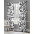 thumbnail image 4 of Boho Black Floral Sheer Curtains 84 Inch Length 2 Panels Set, Vintage Farmhouse Paisley Plant Leaf Voile Window Treatment Rod Pocket Curtains Sheers Drapes for Bedroom/Living Room/Kitchen 52"x84"x2, 4 of 7