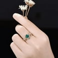 thumbnail image 2 of 1ct Twig Round Cut Green Emerald Engagement Ring Set- 14k Rose Gold Vermeil- Art Deco Twist Leaf May Birthstone Ring, 2 of 6