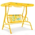 thumbnail image 1 of Costway 2-Seater Toddler Porch Swing Chair with Metal Stand Adjustable Canopy Safety Belts Yellow, 1 of 9
