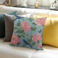 thumbnail image 3 of Orinice Blue Throw Pillow Covers  Pink Floral Butterfly Bird Peony Chinoiserie Grandmillennial Vintage Outdoor Decorations Decorative Cushion Cases for Home Room Couch Decor 22x22in, 3 of 5