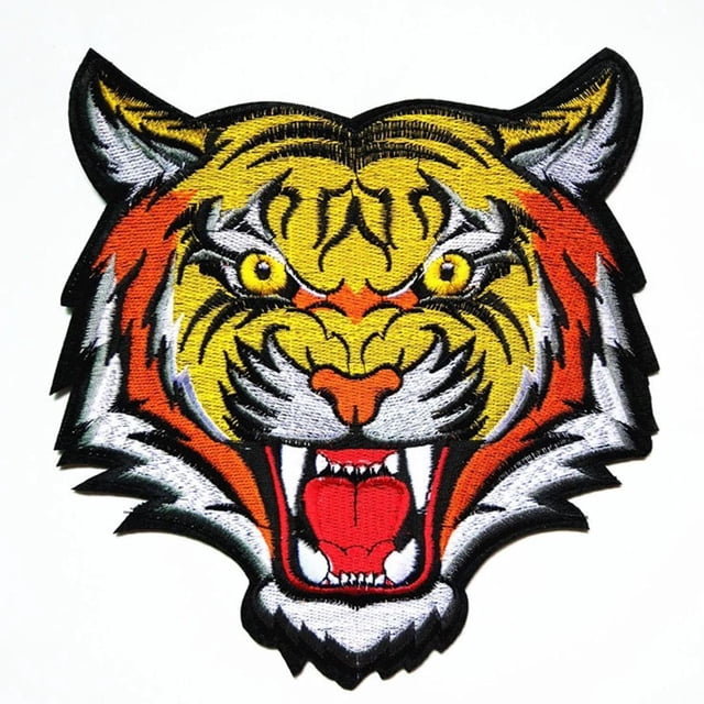Parche termoadhesivo Tiger05 PatchPros 17.8x19.9cm Amarillo/Rojo Bordado