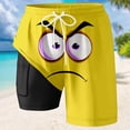 thumbnail image 2 of Telankuip Mens Funny Expression Printing Swim Shorts with Compression Liner and Pocket Elastic Waisted Drawstring Double Layer Swim Trunks Summer Lightweight Quick Drying Board Shorts 7-Yellow XL, 2 of 3