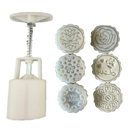 

50g Mooncake Mold 4/6pcs 3D Flowers Stamps Hand Press Moon Cake Pastry Mould DIY