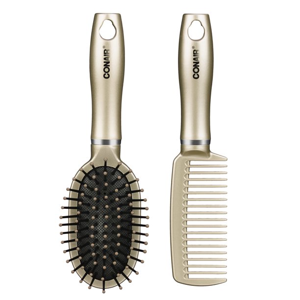 Conair MidSized Compact Detangling Hair Brush & Styling Comb Set