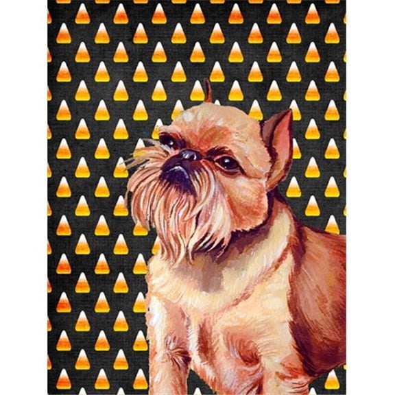 28 x 40 in. Brussels Griffon Candy Corn Halloween Portrait House Size Canvas Flag