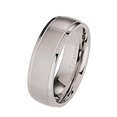 thumbnail image 2 of 7mm Brushed Polished Grooved edges Titanium Wedding Ring Comfort Fit Band, 2 of 5