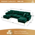 thumbnail image 5 of Rophefx 114" Sectional Sofa for Living Room,Modern Velvet Couch,U-Shaped Sofa with Chaise and Ottoman,Green, 5 of 10