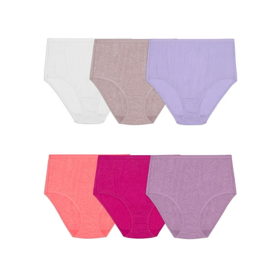 Fruit of the Loom Women's Premium Ultra Soft Brief Panty, 6 Pack, Sizes 6-10