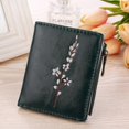 thumbnail image 2 of Pu Women's Mini Wallet Multifunctional Plum Flower Pattern Wallet Zipper Small Wallet Coin Purse, black, 2 of 5