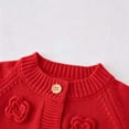 thumbnail image 6 of Sentuca Girls Sweaters,Cardigan for Toddlers 3D Floral Openwork Knit Cardigan Round Neck Long Sleeve Solid Color Comfortable Cardigan Sweaters Size 1-2Y Red, 6 of 7