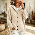 thumbnail image 3 of Rrxhxhs Cardigan for Women Solid Color Cable Knit Button Front Long Sleeve Loose Casual Hooded Sweater Cover Up, 3 of 5