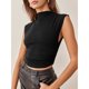 thumbnail image 4 of Mujeres medio alto Masajeadores de cuello Tank Top casual elegante color puro lado acanalado camisa sin mangas para las citas, 4 of 8