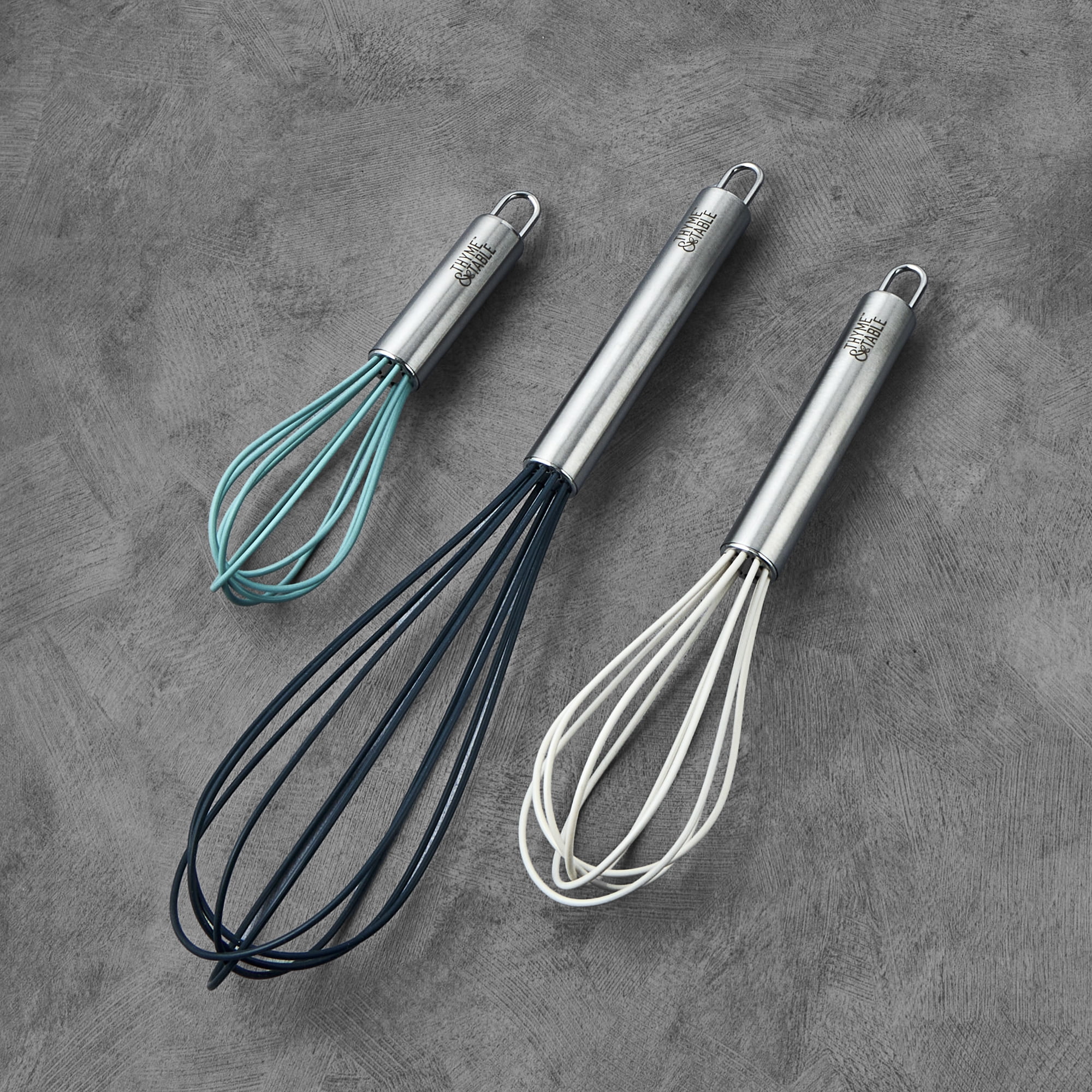 Thyme & Table 3-Piece Silicone Whisk Set, Multi Size
