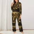 thumbnail image 3 of Junzan 2024 Happy New Year Print Womens Pajama Sets,Long Sleeve Button Down For Women Pjs 2 Piece, 3 of 9