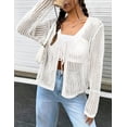 thumbnail image 3 of Women's Long Sleeve Cardigan Tie Front V Neck Crochet Lightweight Shrug Sweaters for Dresses Knit Top, 3 of 6
