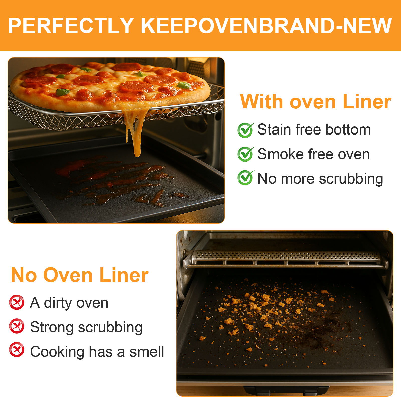 GCQ Oven Liners for Bottom of Oven, 11.4"x14.2" Reusable Non-Stick Toaster Liners Toaster Mat for for Cuisinart TOA-95 Air Fryer Toaster Oven, 4 Pack