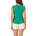 thumbnail image 4 of MODA NOVA Juniors Ruffled Mandarin Collar Sleeveless Pleated Work Blouse, 4 of 7