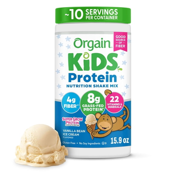 Orgain Kids Dairy Protein Powder Shake Mix, Vanilla Bean Ice Cream, 15.9 oz