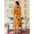 thumbnail image 2 of Mustard Polka Dot Belted Midi Dress in Viscose, 2 of 5