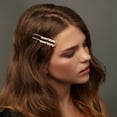 thumbnail image 2 of Unique Bargains 1 Pair Bobby Pin Leaf Shape Hair Clips Gold Tone White, 2 of 5