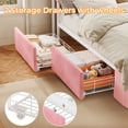 thumbnail image 6 of Twin Size Bed Frame, Upholstered Bed Frame with Power Outlets & LED Lights, Twin Platform Bed with 2 Drawers, Storage Headboard and Footboard, No Box Spring Needed, Pink, 6 of 8