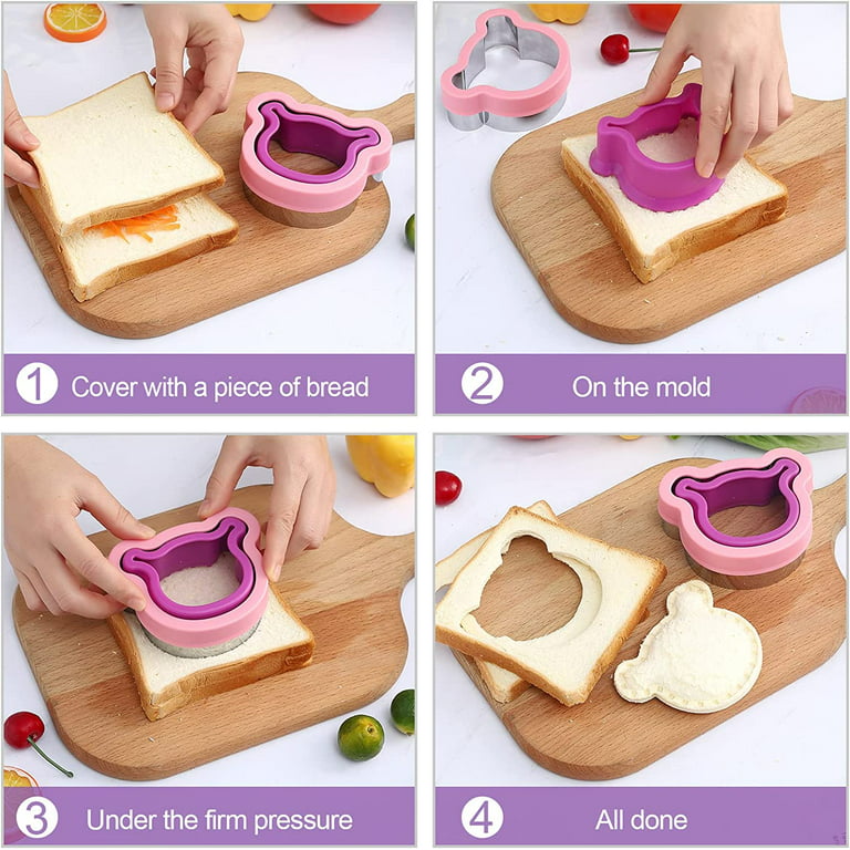 5 Pcs of 2 Sets Bread Sandwich Maker Mold-Uncrustables Sandwich Cutter for  Kids