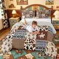 thumbnail image 3 of meiyoeat Brown Western Cowboy Full Size Comforter Sets For Boys,Patchwork Geometric Plaid Bedding Comforter Set,Reversible,3-Piece,1 Comforter and 2 Pillowcases, 3 of 7