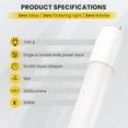 thumbnail image 2 of 25 Pack T8 LED 4FT Type B Tube Light, 18W(40W Equivalent), 2300LM 5000K, Ballast Bypass, Single & Double Ends Power Input 120-277V, T8 T12, UL, FCC, 2 of 7