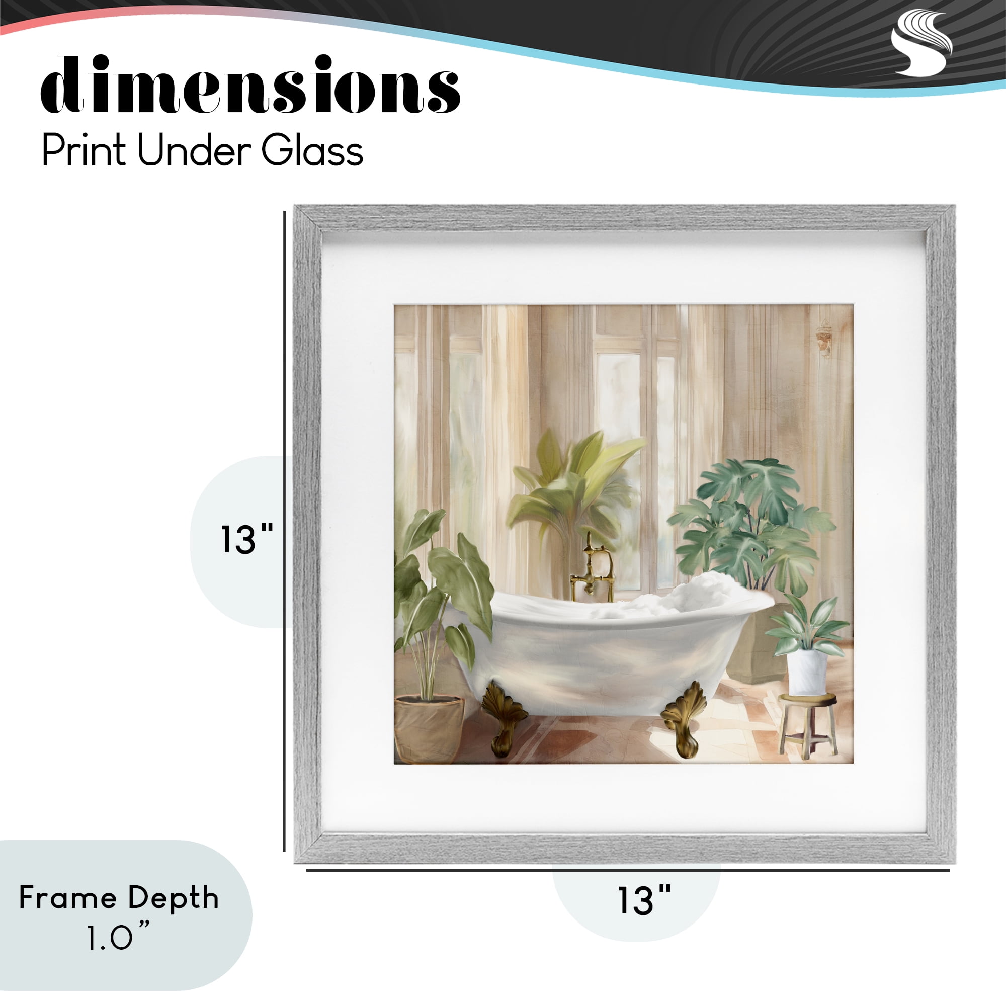 Stupell Industries Serenity Bathroom Plants Gray Framed Print Under Glass, design by Kim Allen