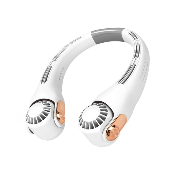Ventilador de cuello portátil y silencioso, recargable por USB, para colgar en el cuello. Blanco