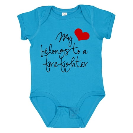 

Inktastic My Heart Belongs Firefighter Gift Baby Girl Bodysuit
