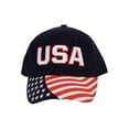 thumbnail image 2 of Men's Cotton Twill USA American Flag Cap Patriotic Hat, Navy, 2 of 4
