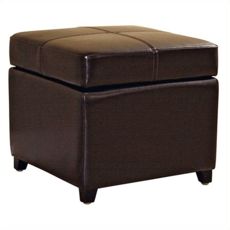 Storage Cube Ottoman in Dark Brown